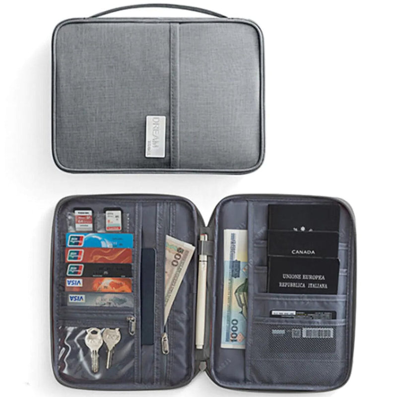 Family Travel Document Organizer Capacious Passport Holder Wallet Bags & Travel Gray - DailySale
