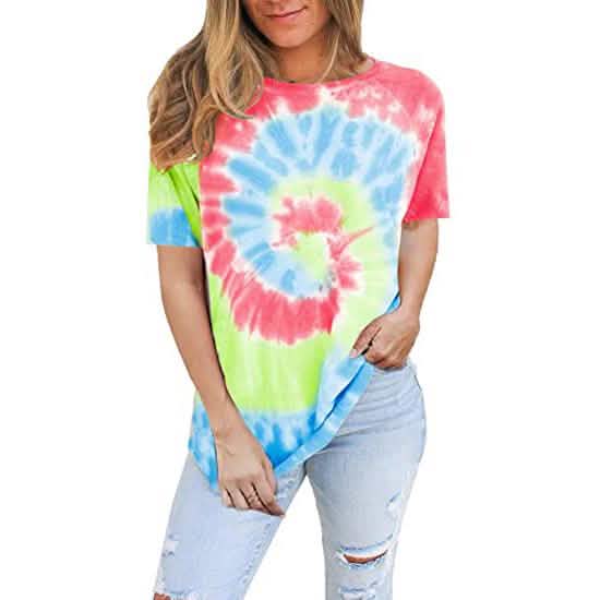 Famulily Women's Tie Dye Sweatshirt Casual Long Sleeve Crewneck Pullover Shirts Women's Clothing Red S - DailySale