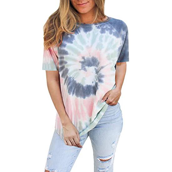 Famulily Women's Tie Dye Sweatshirt Casual Long Sleeve Crewneck Pullover Shirts Women's Clothing Sky Blue S - DailySale