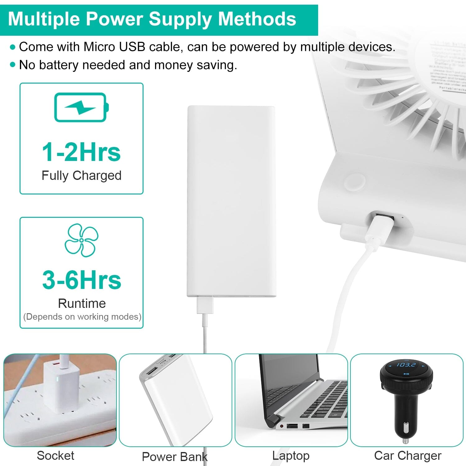 Fan USB Rechargeable Table Portable Desk Cooling Fan Household Appliances - DailySale