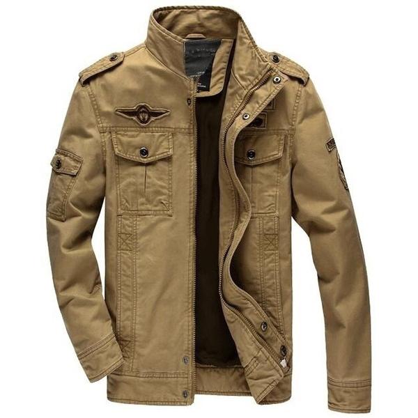 Fashion Mens Jacket Men's Clothing Khaki L - DailySale