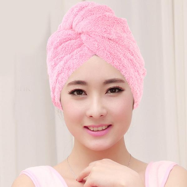 Fashion Women Microfiber Dry Hair Towel Bath Pink - DailySale
