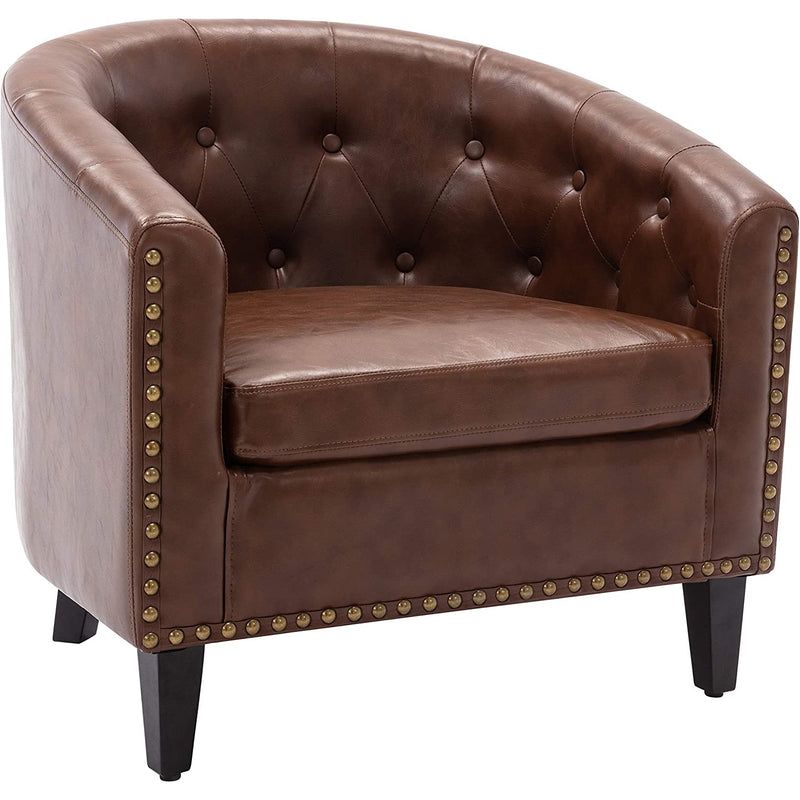 Faux Leather Club Chair Bucket Chair Upholstered Tub Chair Furniture & Decor Brown - DailySale