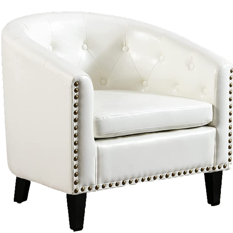 Faux Leather Club Chair Bucket Chair Upholstered Tub Chair Furniture & Decor White - DailySale