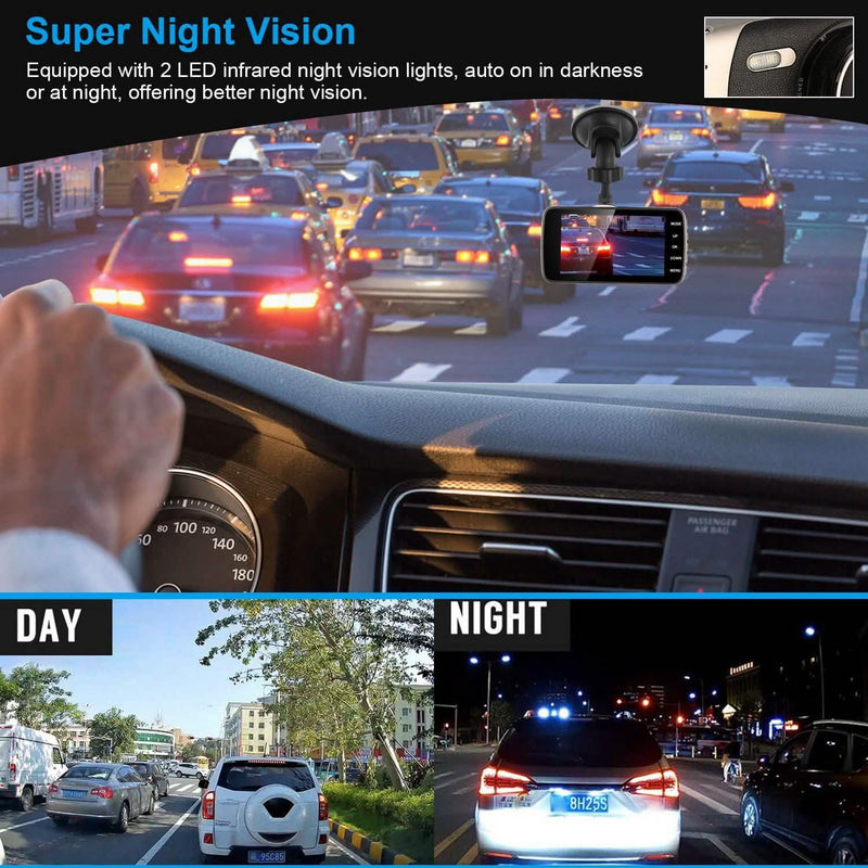FHD 1080P Dash Cam 4" Screen Dual Cameras Automotive - DailySale
