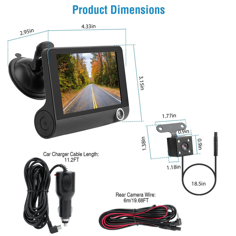 360 Degrees Panoramic Car Recorder, IR Night Vision, 4 Channel Camera for  Vehicle with HD 1080P and Emergency Save