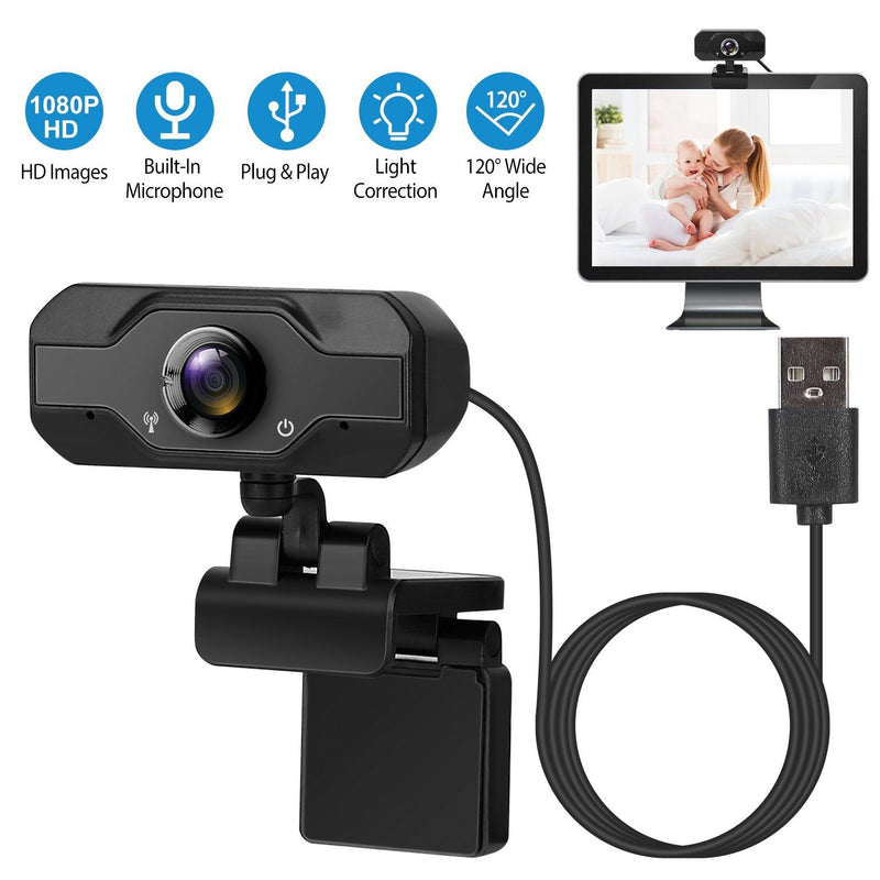 FHD 1080P USB Webcam with 360° Rotatable Clip Computer Accessories - DailySale