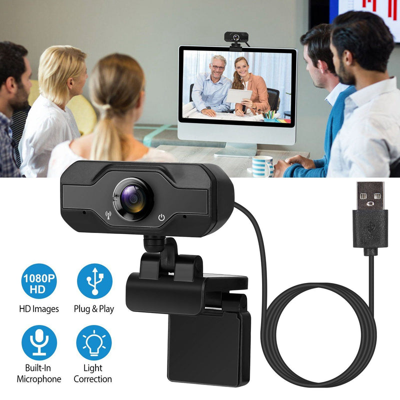 FHD 1080P USB Webcam with 360° Rotatable Clip Computer Accessories - DailySale