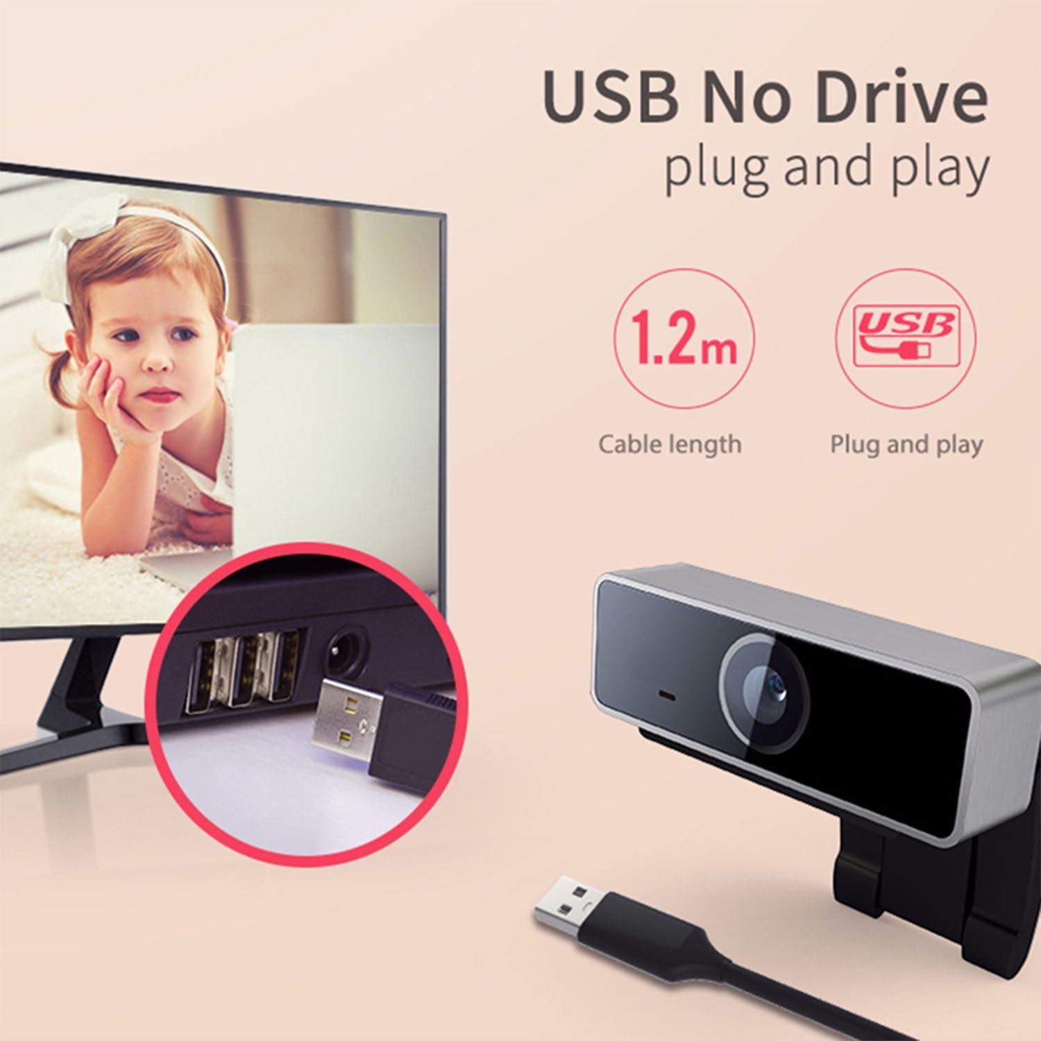 FHD 1080P Webcam USB Auto Focus with Microphone Computer Accessories - DailySale