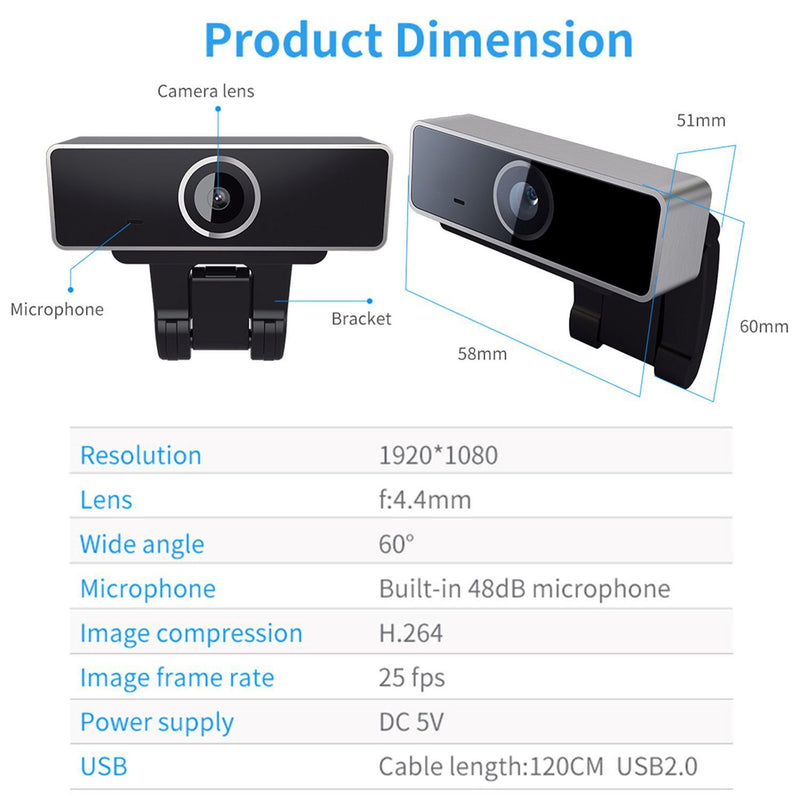 FHD 1080P Webcam USB Auto Focus with Microphone Computer Accessories - DailySale