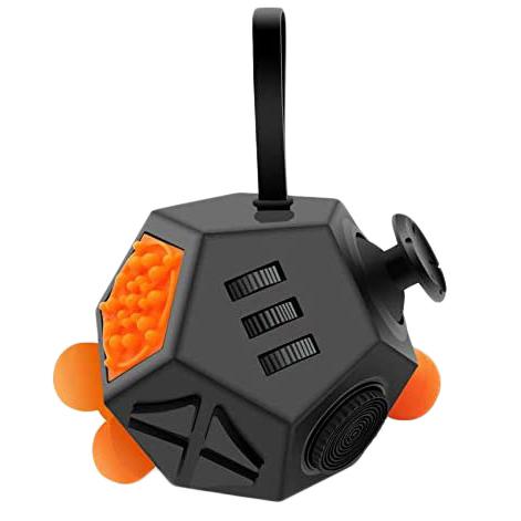 Fidget Dodecagon –12-Side Fidget Cube Relieves Stress and Anxiety Anti Depression Cube Toys & Games Black/Orange - DailySale