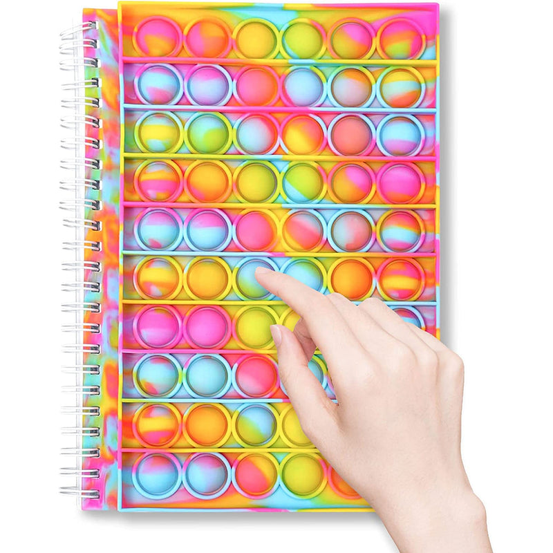 Fidget Spiral Notebook Push Pop Bubble Fidget Sensory Toy Wellness Rainbow - DailySale