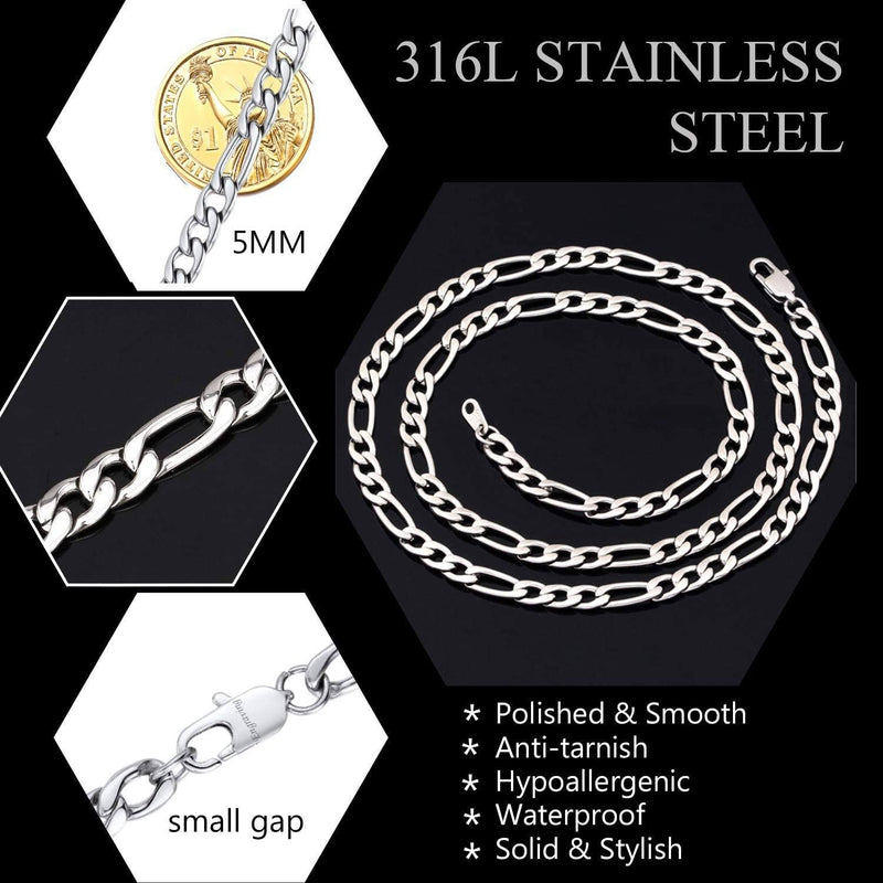 Figaro Stainless Steel 5mm Chain Necklace Necklaces - DailySale