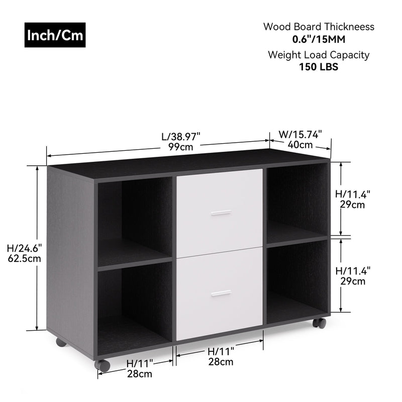 File Cabinet 2 Drawers Wooden Lateral Filling Cabinet