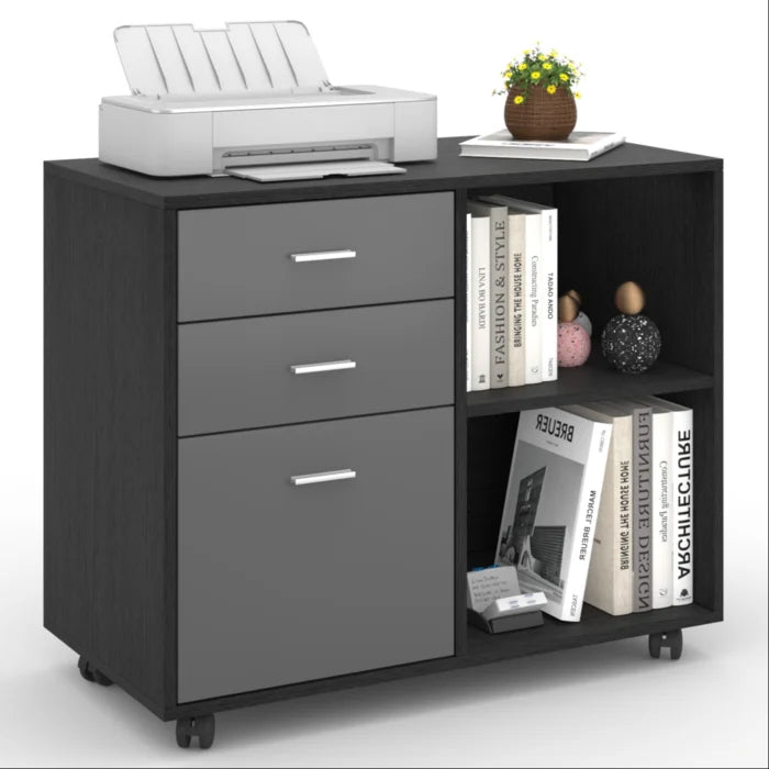 File Cabinet for Home Office Furniture & Decor Black Oak/Dark Gray - DailySale
