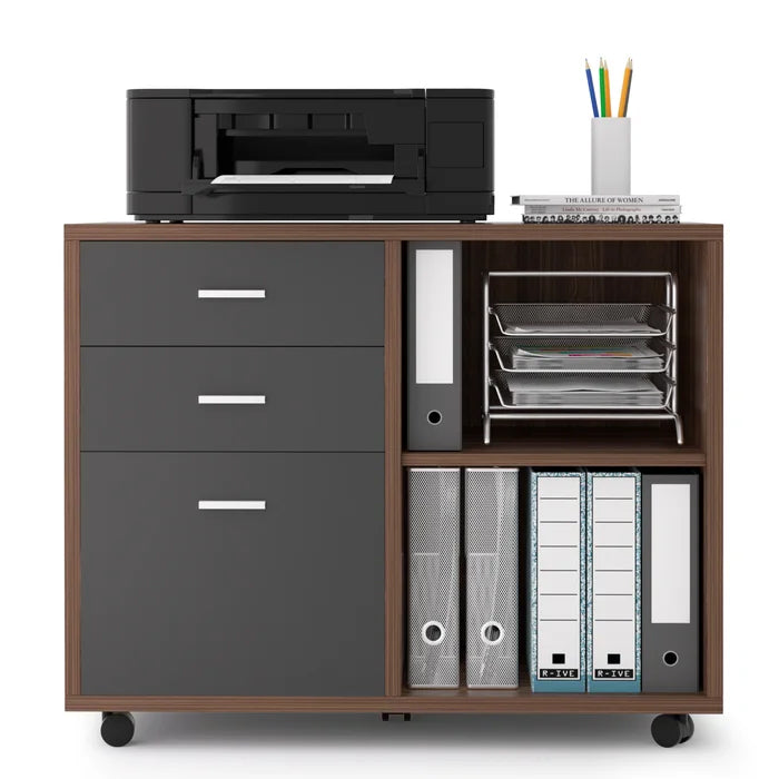 File Cabinet for Home Office Furniture & Decor Walnut/Dark Gray - DailySale