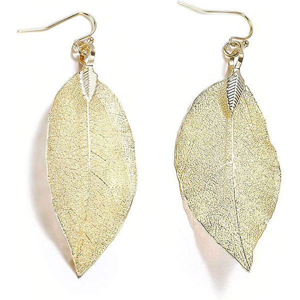 Filigree Long Leaf Dangle Earrings Earrings Gold - DailySale