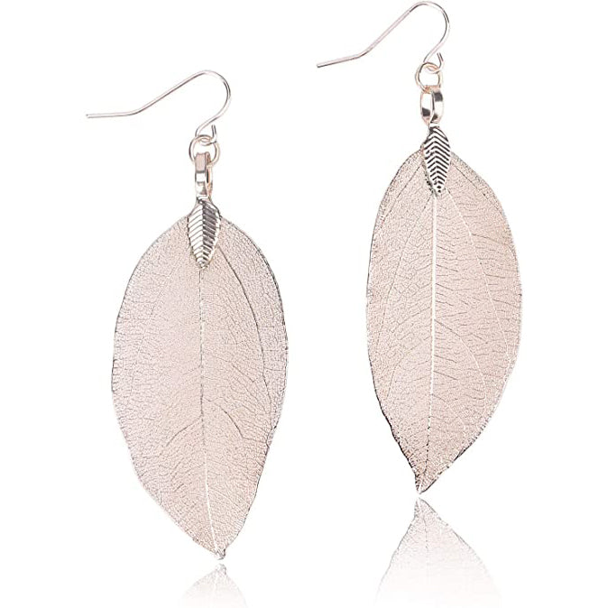 Filigree Long Leaf Dangle Earrings Earrings Rose Gold - DailySale