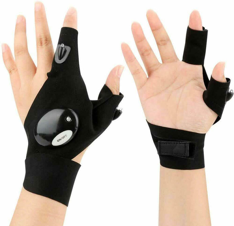 Fingerless LED Flashlight Gloves Auto Repair Fishing Hiking Sports & Outdoors - DailySale