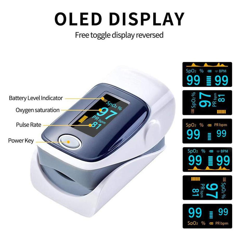 Fingertip Pulse Oximeter Blood Oxygen Meter SpO2 Heart Rate Monitor Face Masks & PPE - DailySale