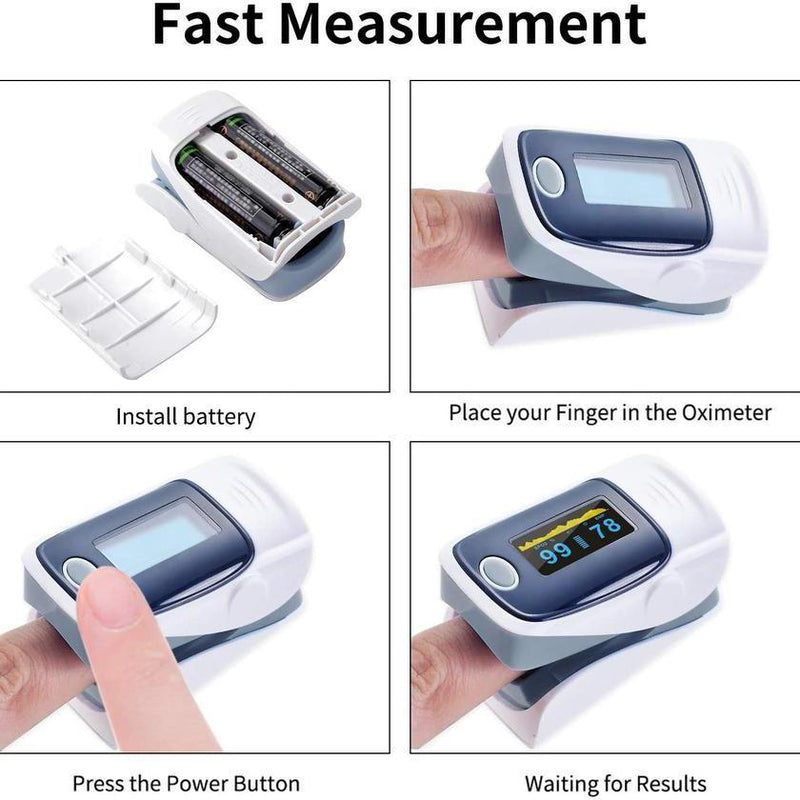 Fingertip Pulse Oximeter Blood Oxygen Meter SpO2 Heart Rate Monitor Face Masks & PPE - DailySale