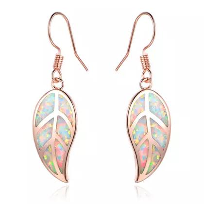 Fire Opal Leaf Earrings in 18K Rose Gold Plating by Peermont Earrings - DailySale