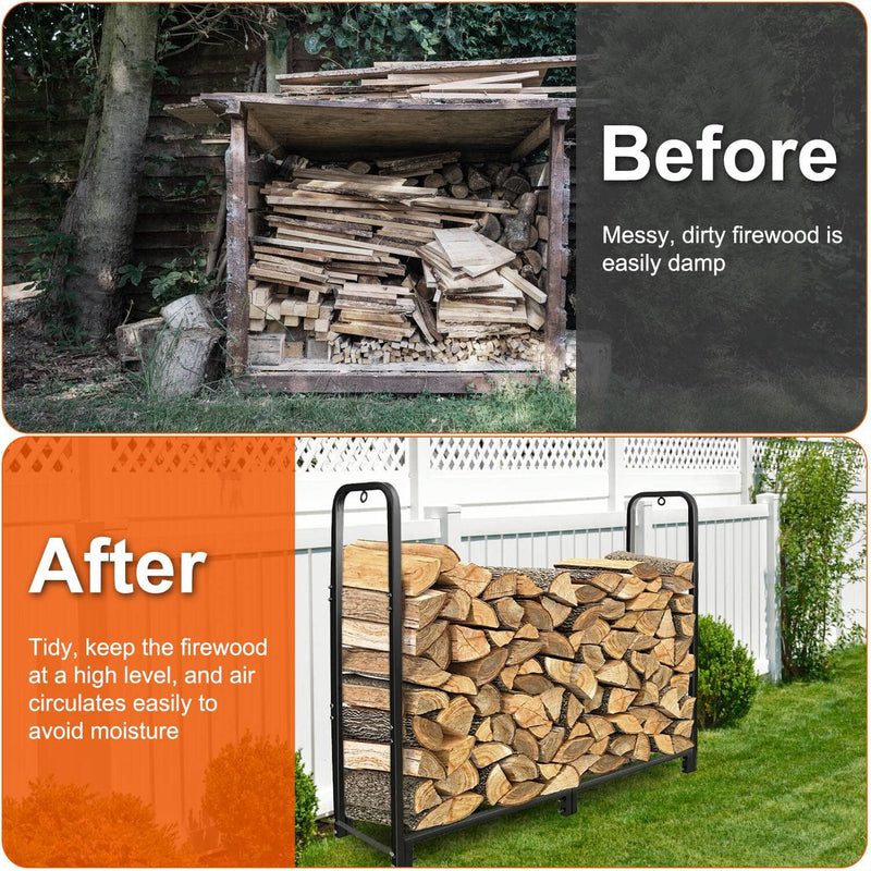 Firewood Log Rack 2500lbs Iron Storage Stacking Rack Closet & Storage - DailySale