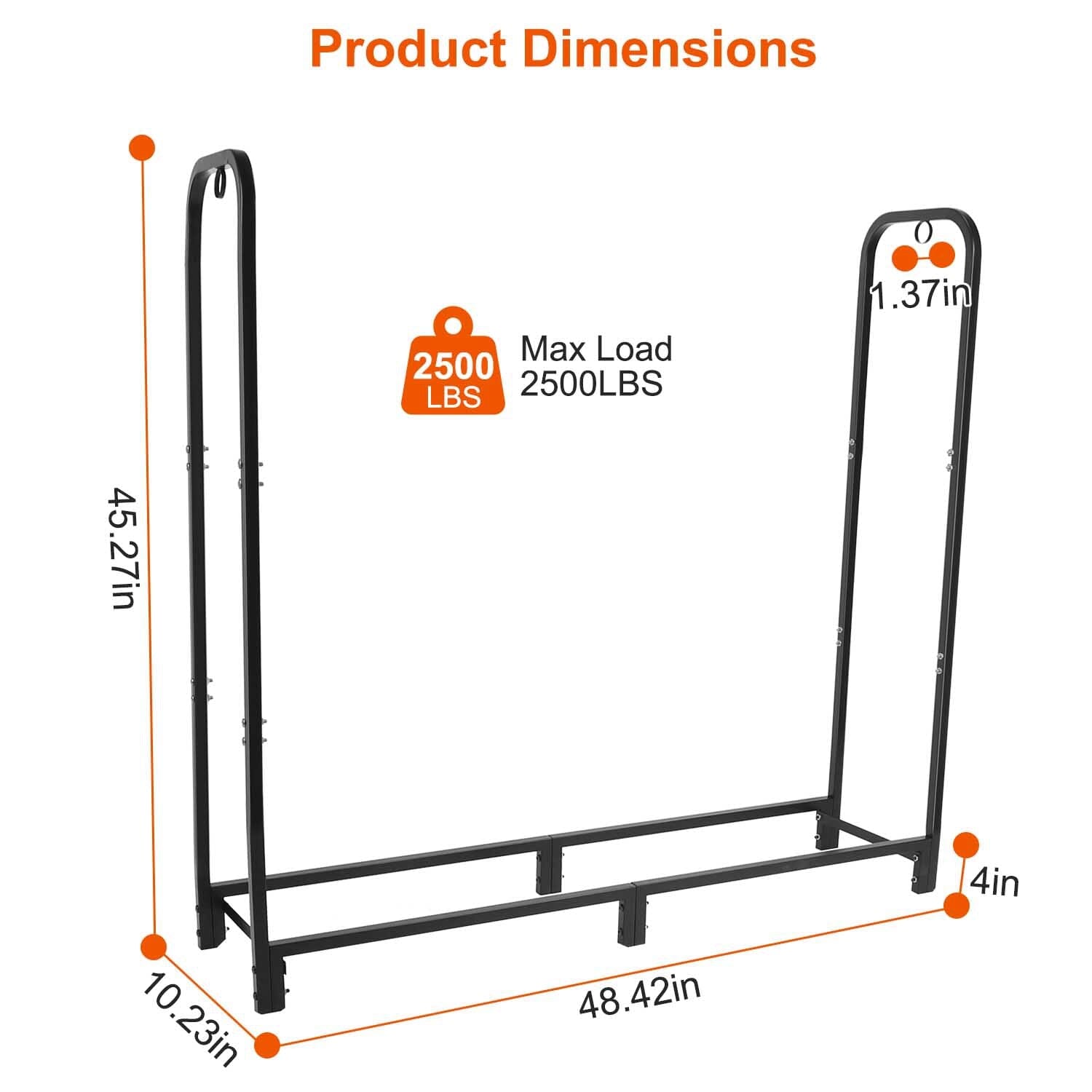 Firewood Log Rack 2500lbs Iron Storage Stacking Rack Closet & Storage - DailySale