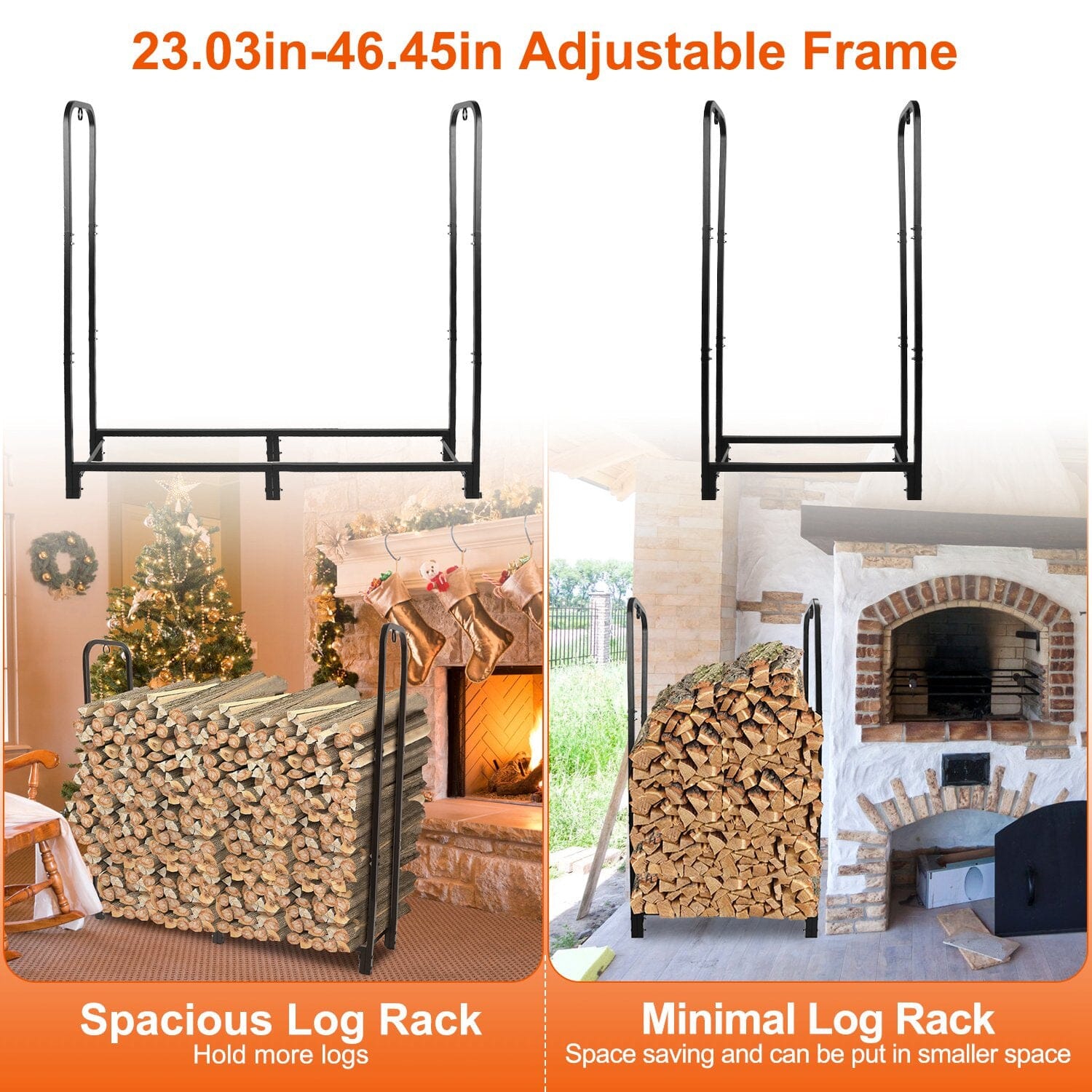 Firewood Log Rack 2500lbs Iron Storage Stacking Rack Closet & Storage - DailySale