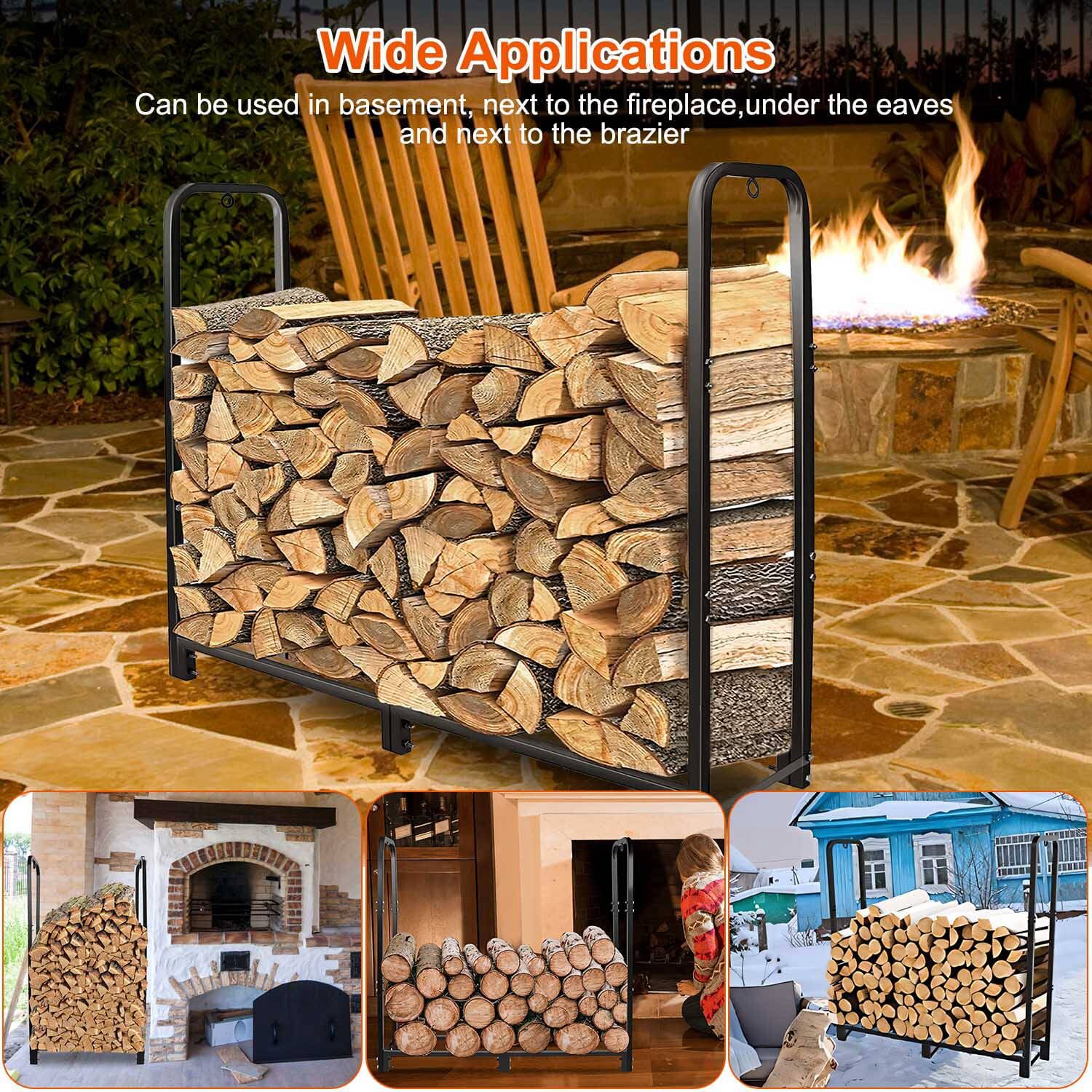 Firewood Log Rack 2500lbs Iron Storage Stacking Rack Closet & Storage - DailySale