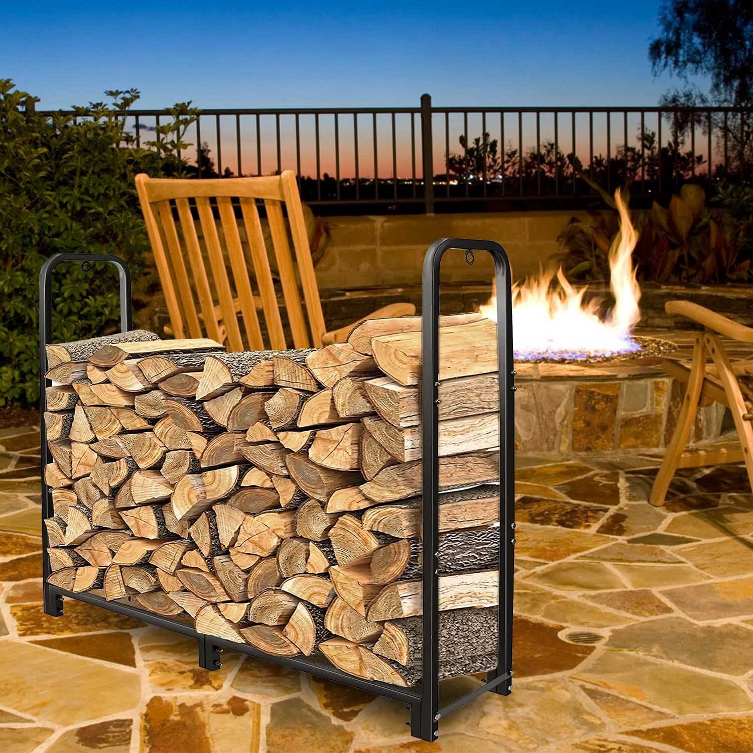 Firewood Log Rack 2500lbs Iron Storage Stacking Rack Closet & Storage - DailySale