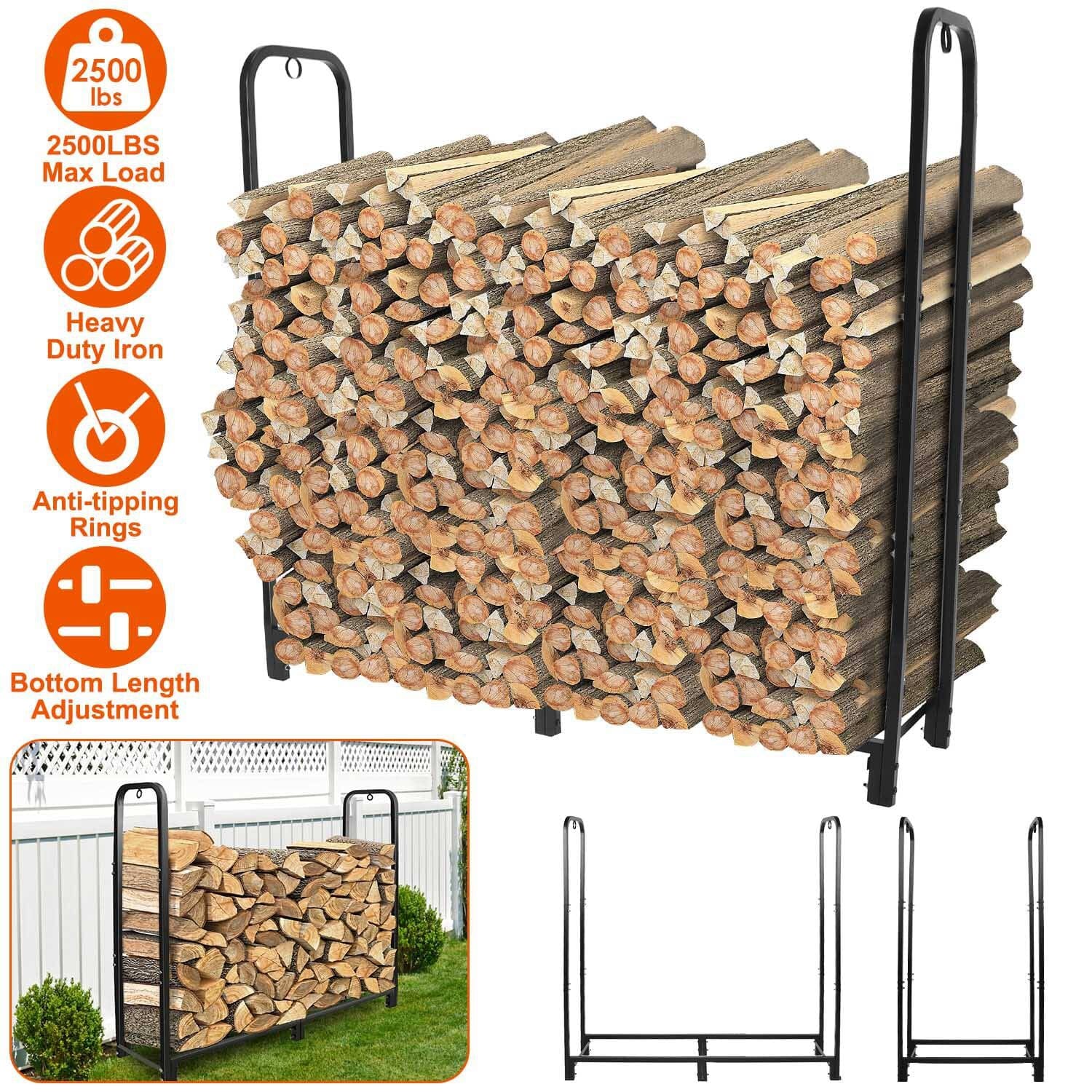 Firewood Log Rack 2500lbs Iron Storage Stacking Rack Closet & Storage - DailySale