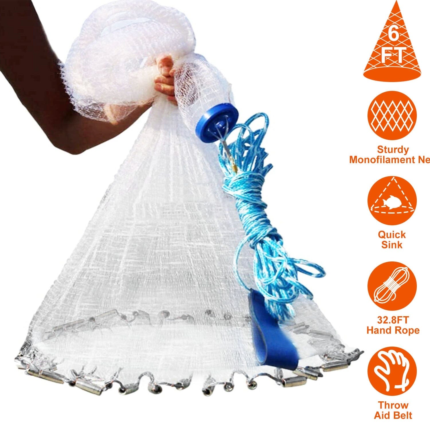 Fishing Cast Net Bait Trap Heavy Duty Sports & Outdoors - DailySale