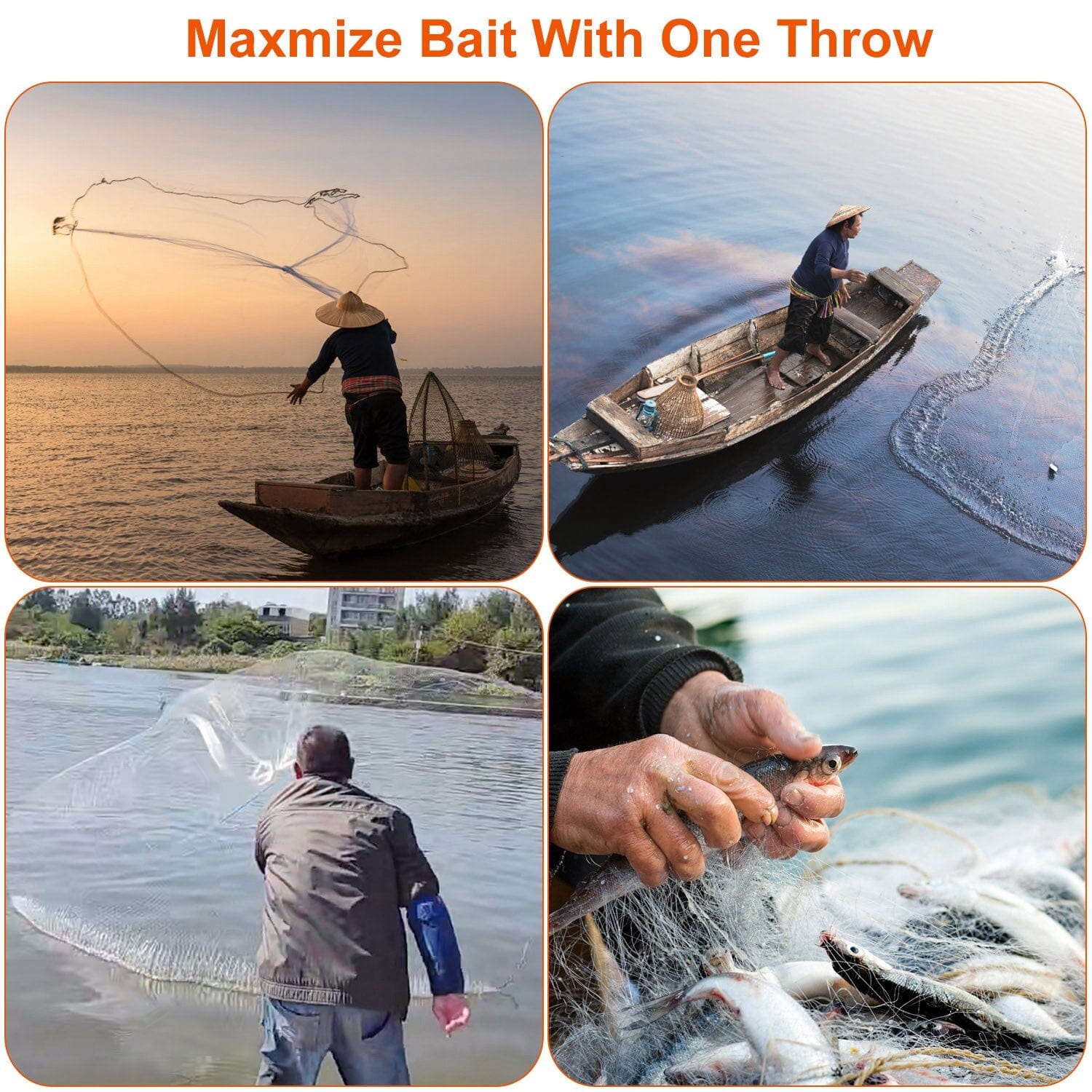 Fishing Cast Net Bait Trap Heavy Duty Sports & Outdoors - DailySale