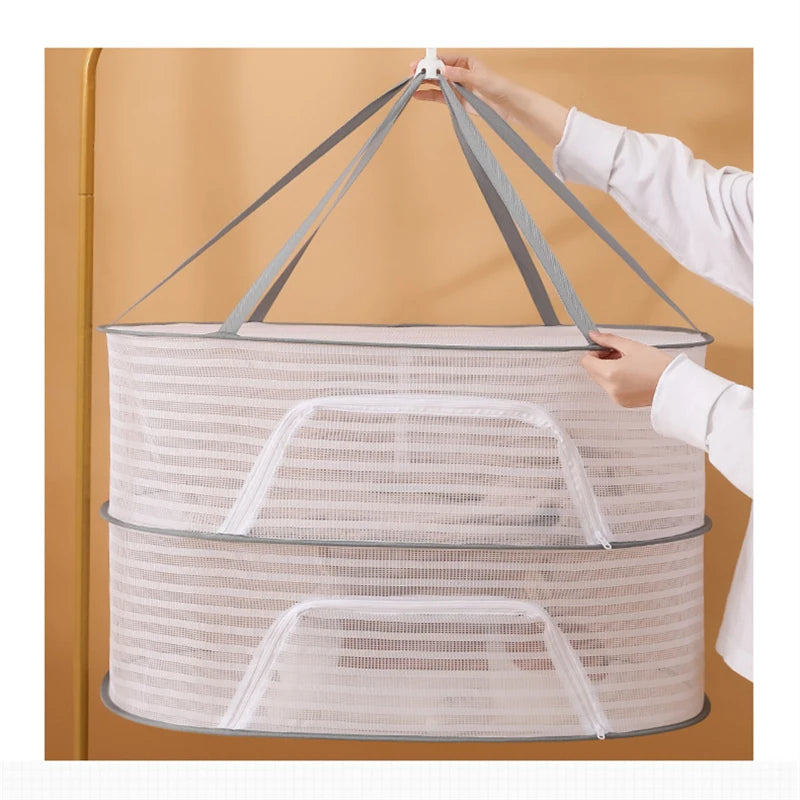 Fishing Net Hanging Dryer Bag Mesh Clothes Drying Basket Rack