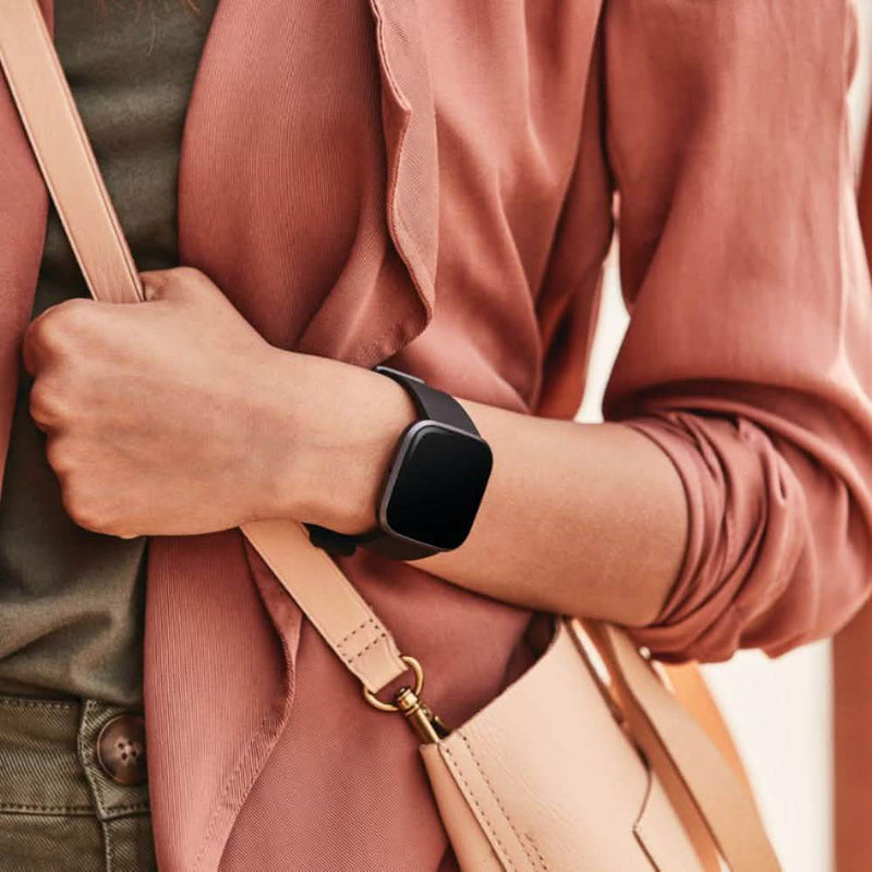 Fitbit - Versa 2 Smartwatch 40mm Aluminum - Black/Carbon with Silicone Band Smart Watches - DailySale