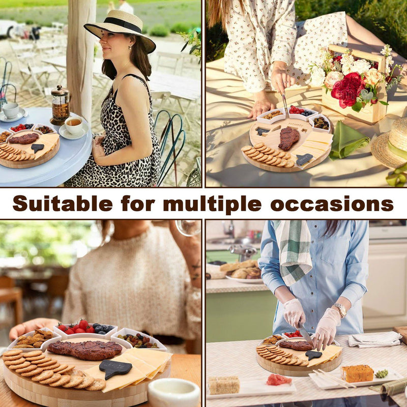 Fitnate Rotatable Round Cheese Cutting Board Kitchen & Dining - DailySale