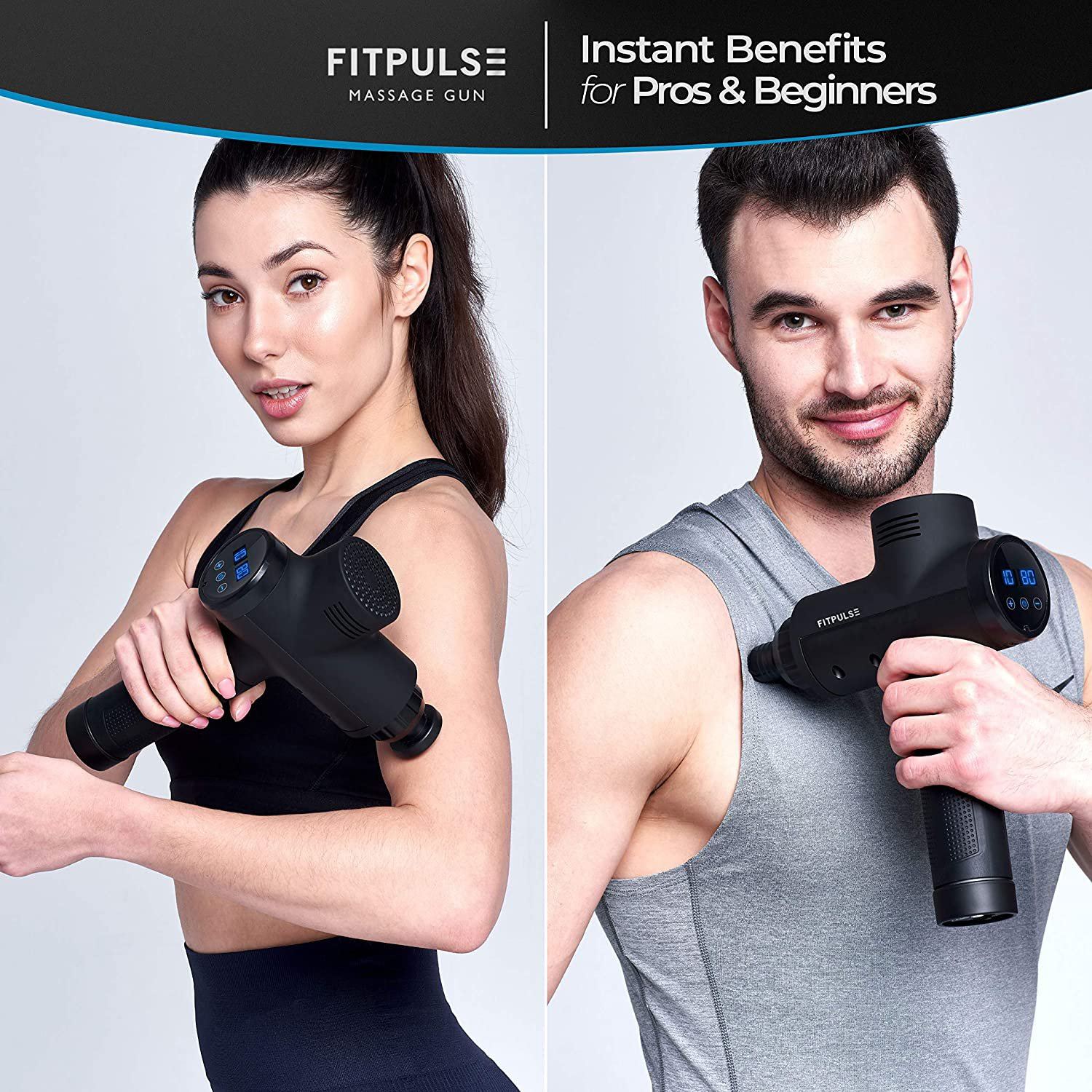 Fitpulse - Premium Massage Gun Deep Tissue Massager - Muscle Massage Gun  for Athletes - Muscle Gun Black 