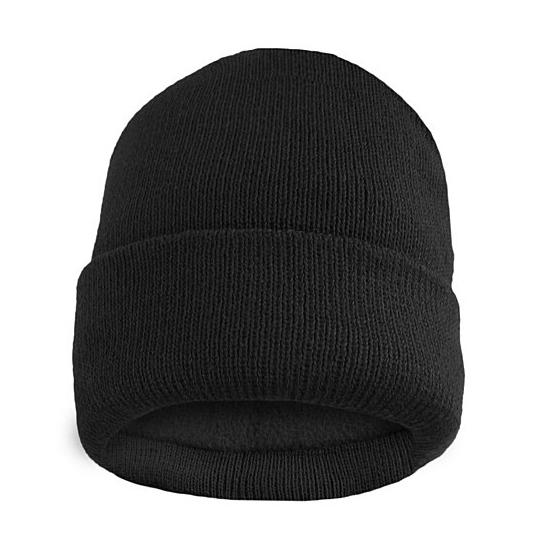 Fleece Lined Fold Over Thermal Winter Hat Men's Accessories Black - DailySale