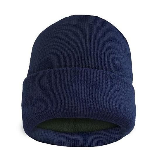 Fleece Lined Fold Over Thermal Winter Hat Men's Accessories Navy - DailySale