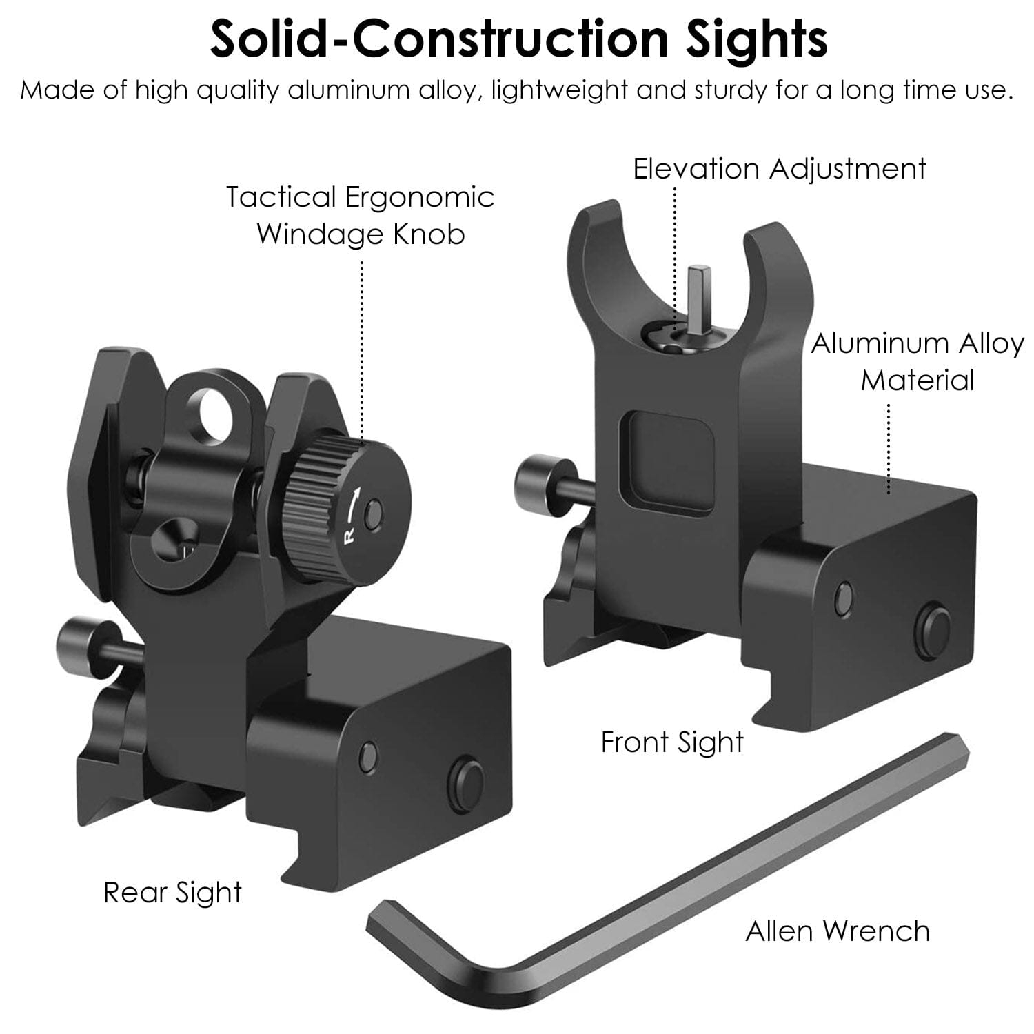 Flip Up Rear Front Aluminum Alloy Tactical Sight Set Tactical - DailySale