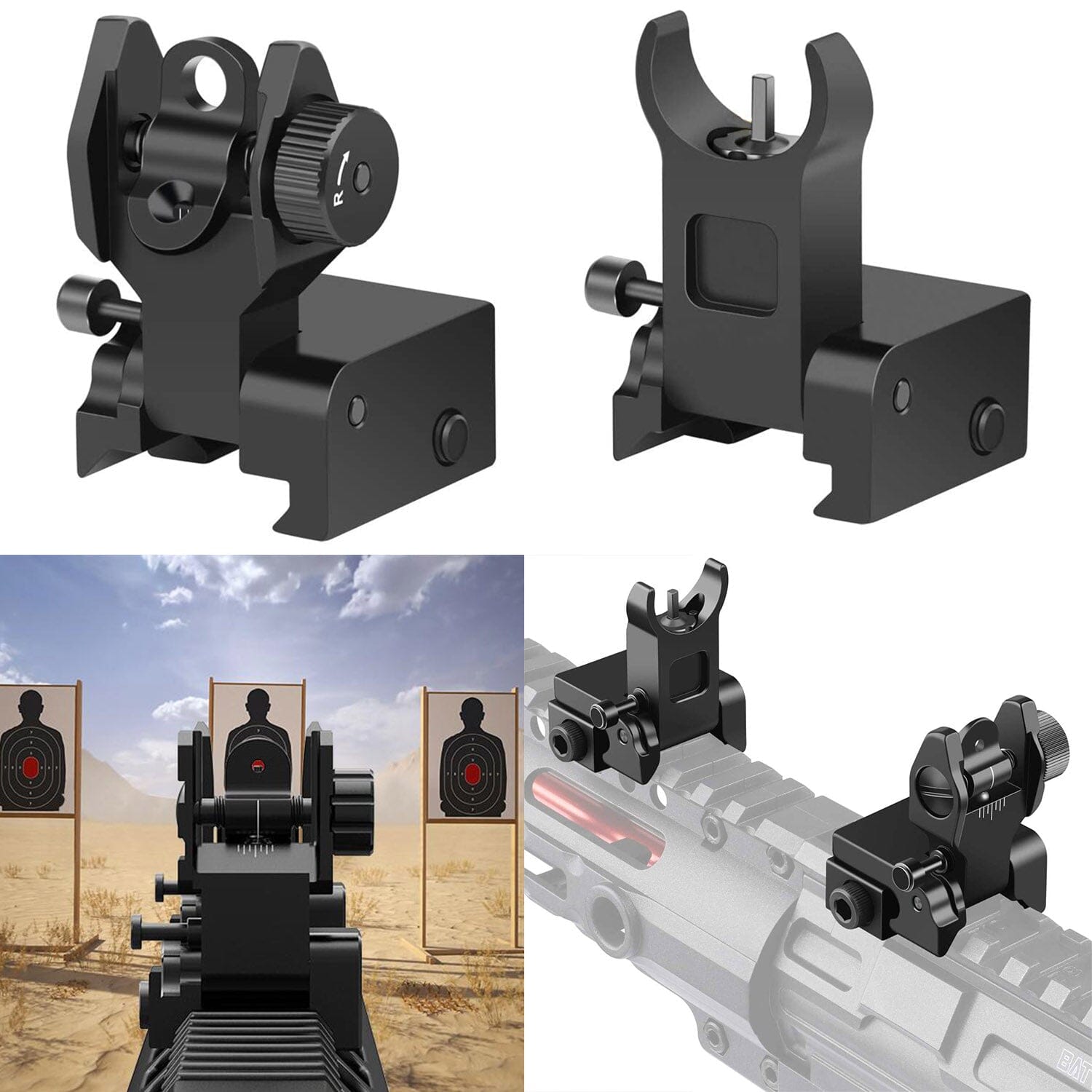 Flip Up Rear Front Aluminum Alloy Tactical Sight Set Tactical - DailySale