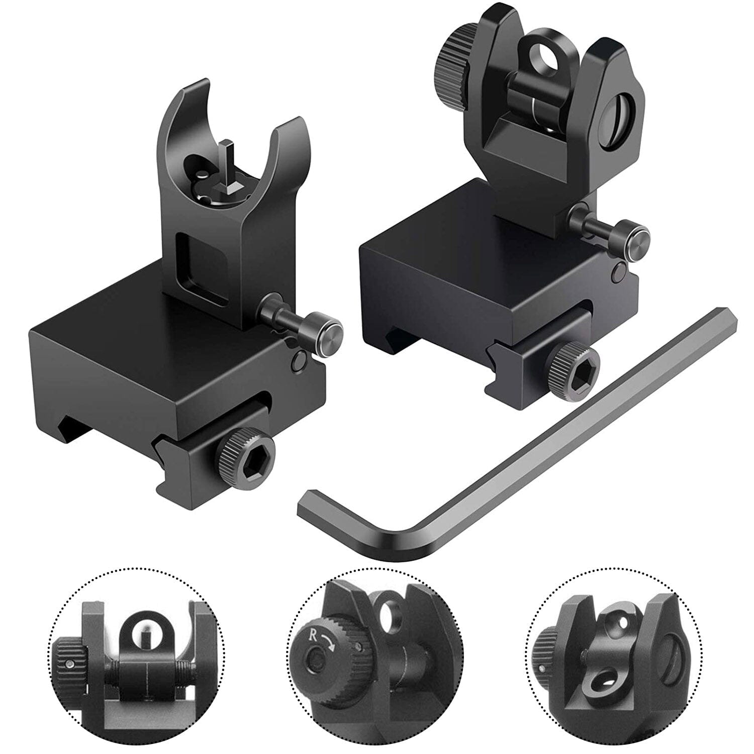 Flip Up Rear Front Aluminum Alloy Tactical Sight Set Tactical - DailySale