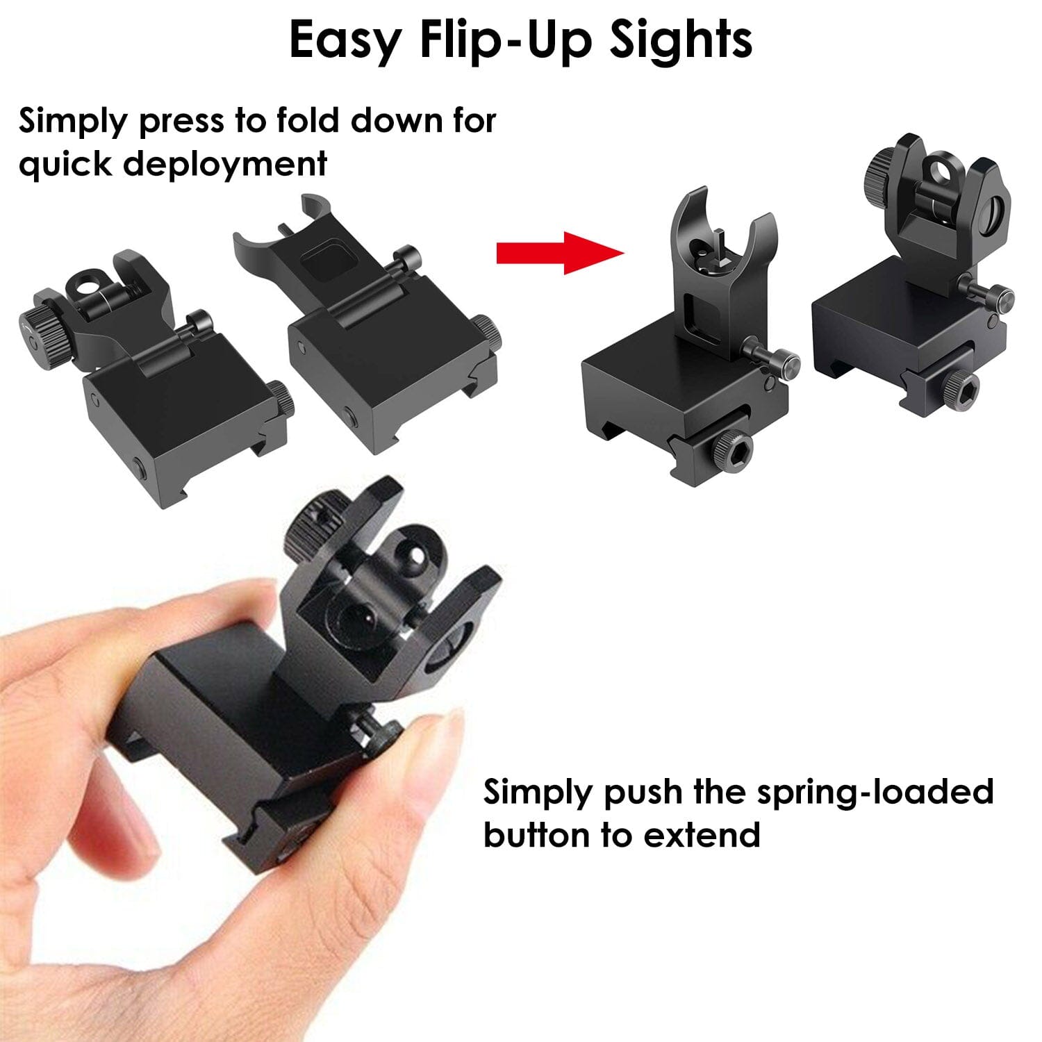 Flip Up Rear Front Aluminum Alloy Tactical Sight Set Tactical - DailySale