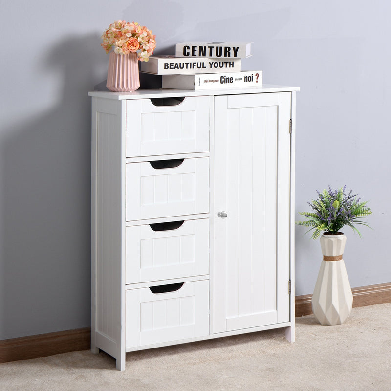 Floor Cabinet Bathroom Organizer with 4 Drawers and Adjustable Shelf Furniture & Decor - DailySale