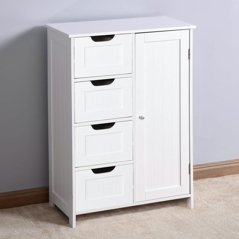 Floor Cabinet Bathroom Organizer with 4 Drawers and Adjustable Shelf Furniture & Decor - DailySale