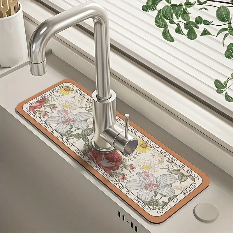 Floral Sink Faucet Absorbent Mat Bath Flower Embrace Buddha Dawn - DailySale