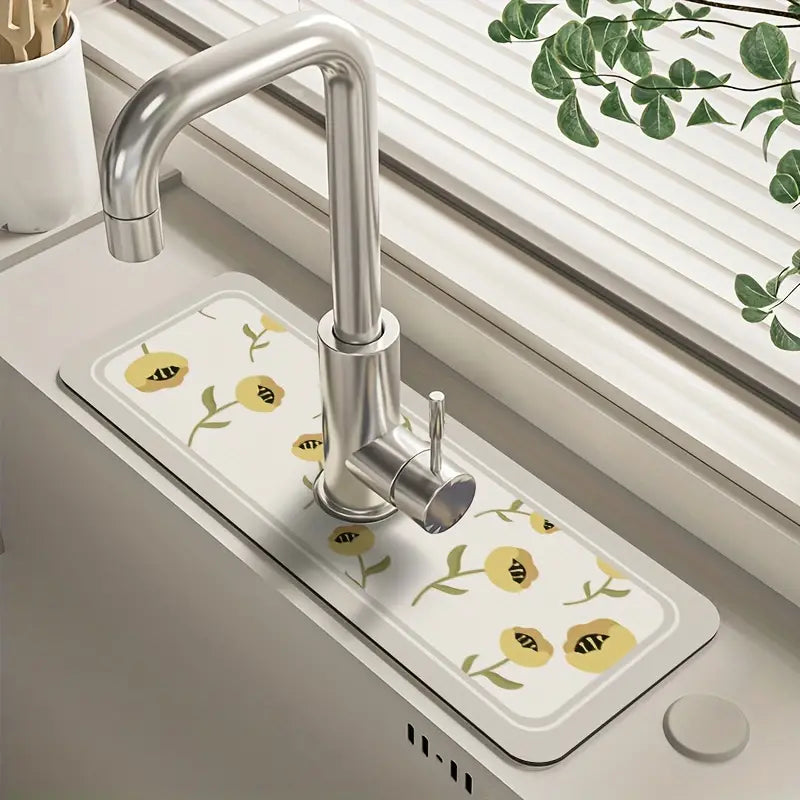 Floral Sink Faucet Absorbent Mat Bath Sweet Tulip - DailySale