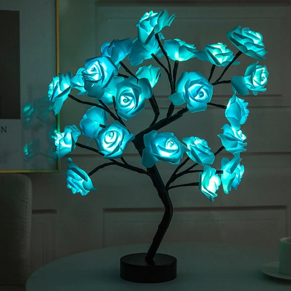 Flower Rose Tree Lamp Indoor Lighting Blue - DailySale