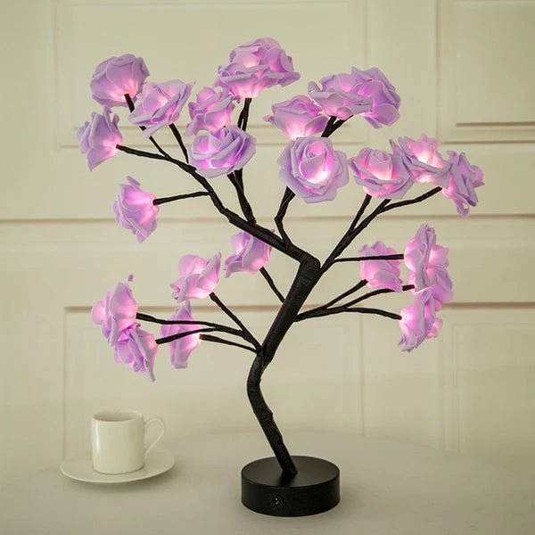 Flower Rose Tree Lamp Indoor Lighting Purple - DailySale